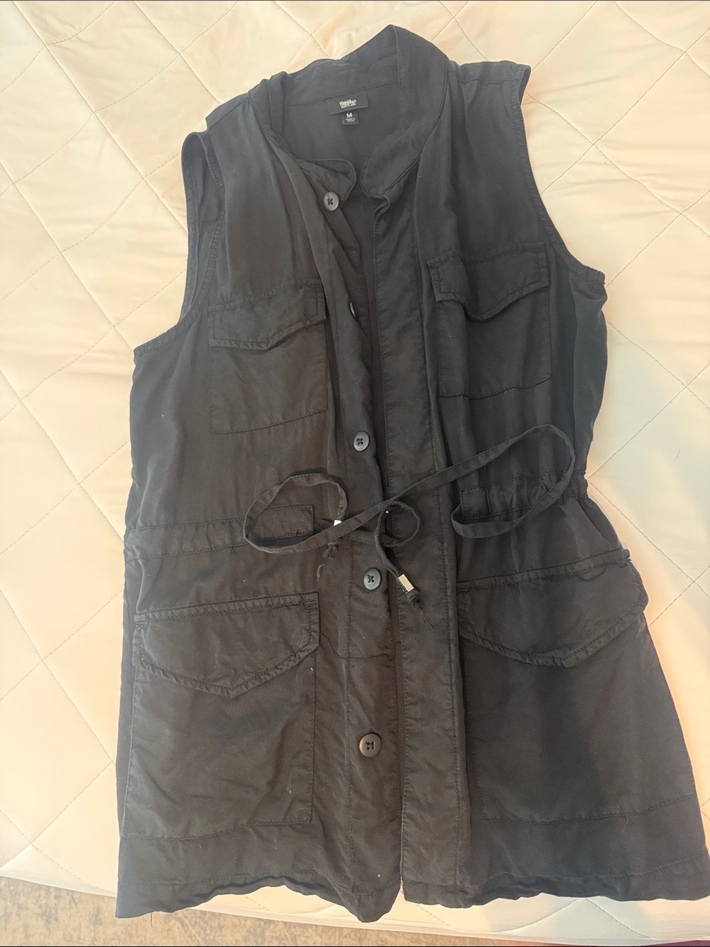 Mossimo Supply Co. Black Sleeveless Utility Vest with Waist Tie